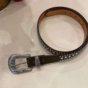 3D Leather Sequined Belt‎